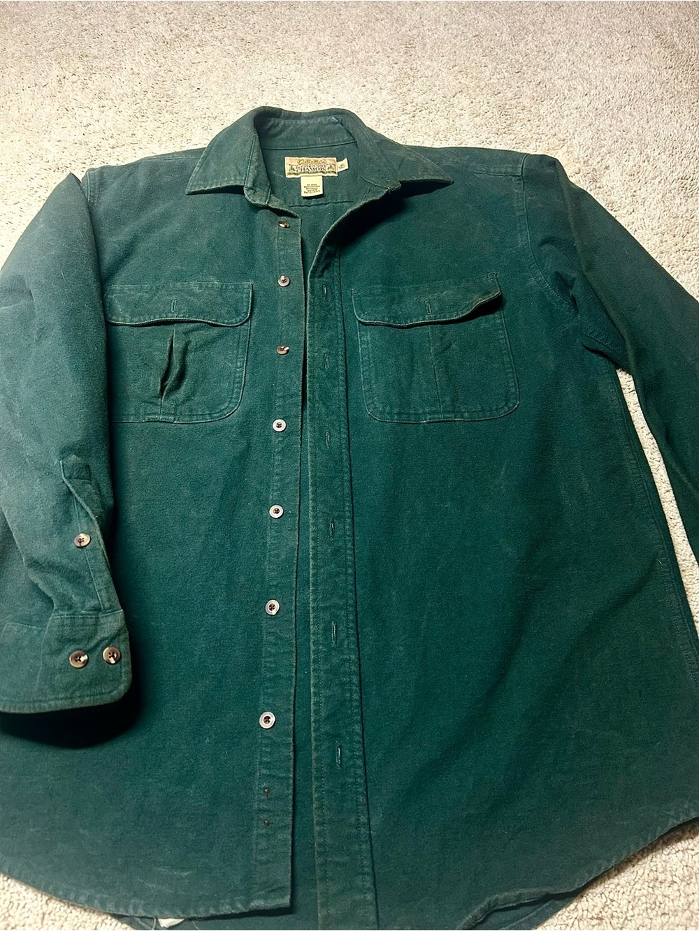 Cabela’s Deerskin Soft Chamois Green Button-Up Shirt Men’s M Tall